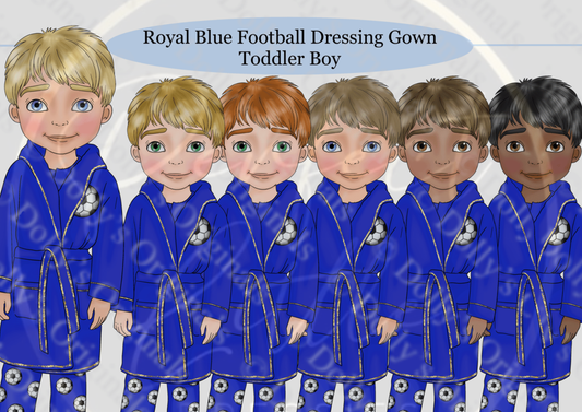 DESIGN A DOLLY - Royal Blue Football Dressing Gown Toddler Boy