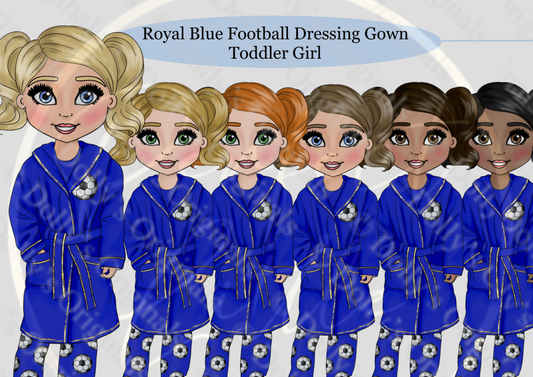 DESIGN A DOLLY - Royal Blue Football Dressing Gown Toddler Girl