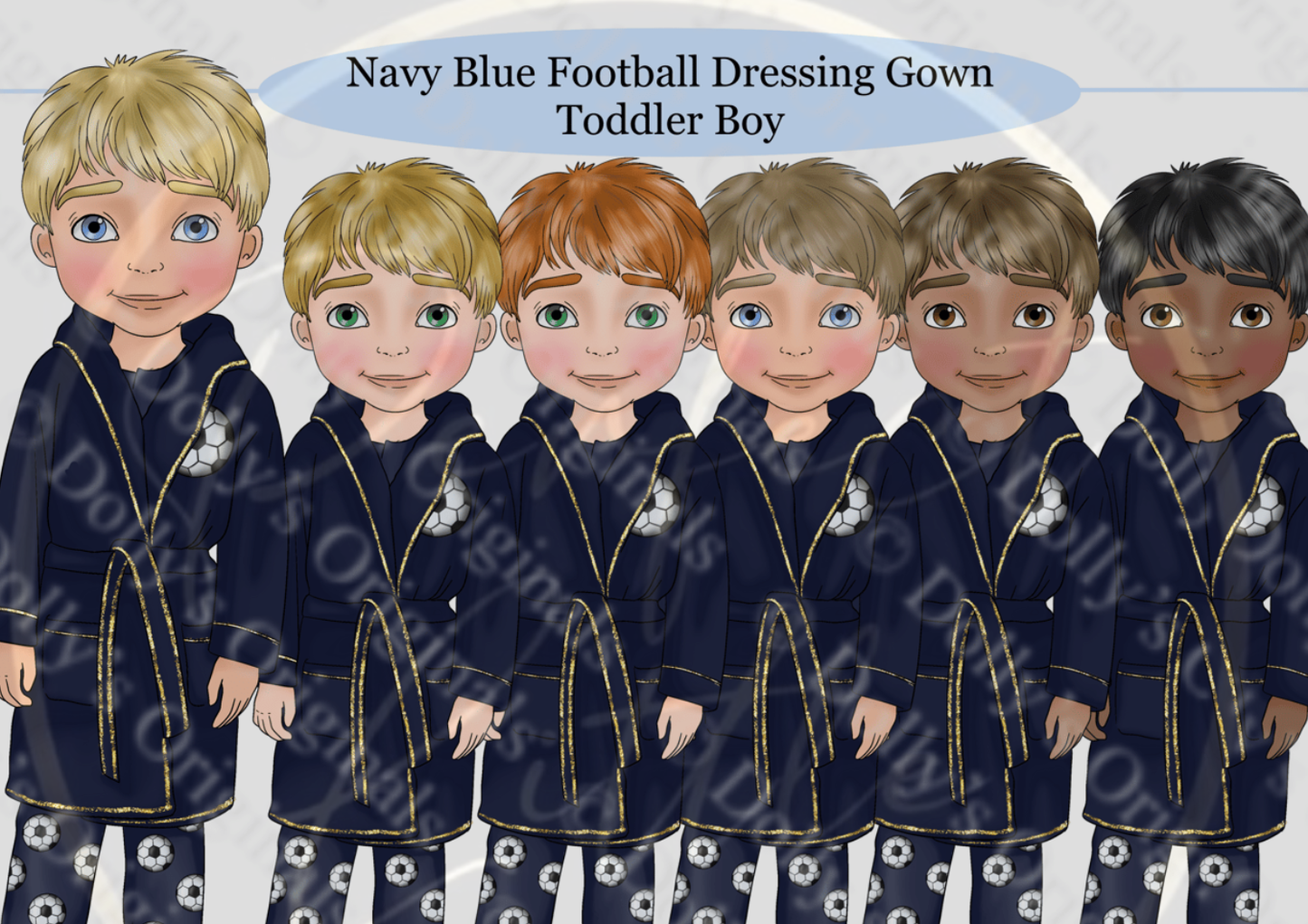 DESIGN A DOLLY - Navy Blue Football Dressing Gown Toddler Boy