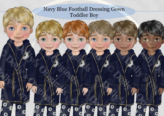 DESIGN A DOLLY - Navy Blue Football Dressing Gown Toddler Boy