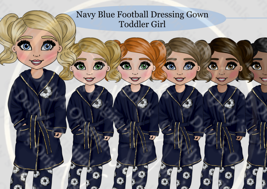 DESIGN A DOLLY - Navy Football Dressing Gown Toddler Girl