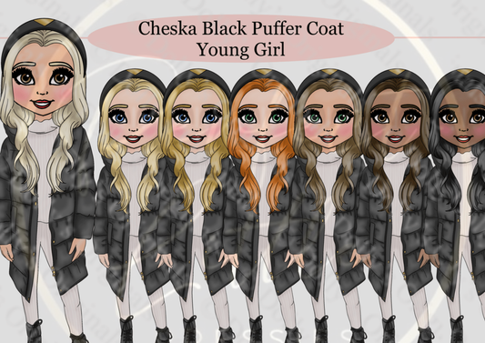 DESIGN A DOLLY - Cheska Black Puffer Coat Young Girl