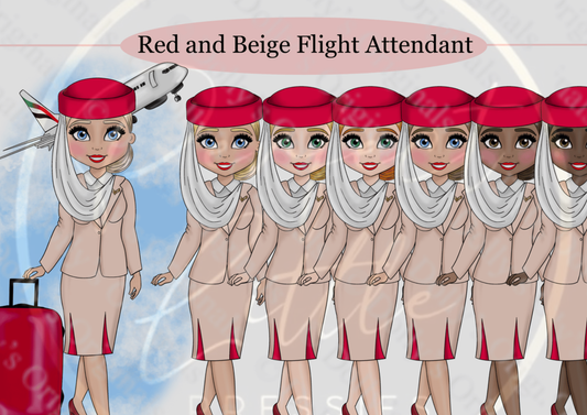 DESIGN A DOLLY - Red And Beige Flight Attendant