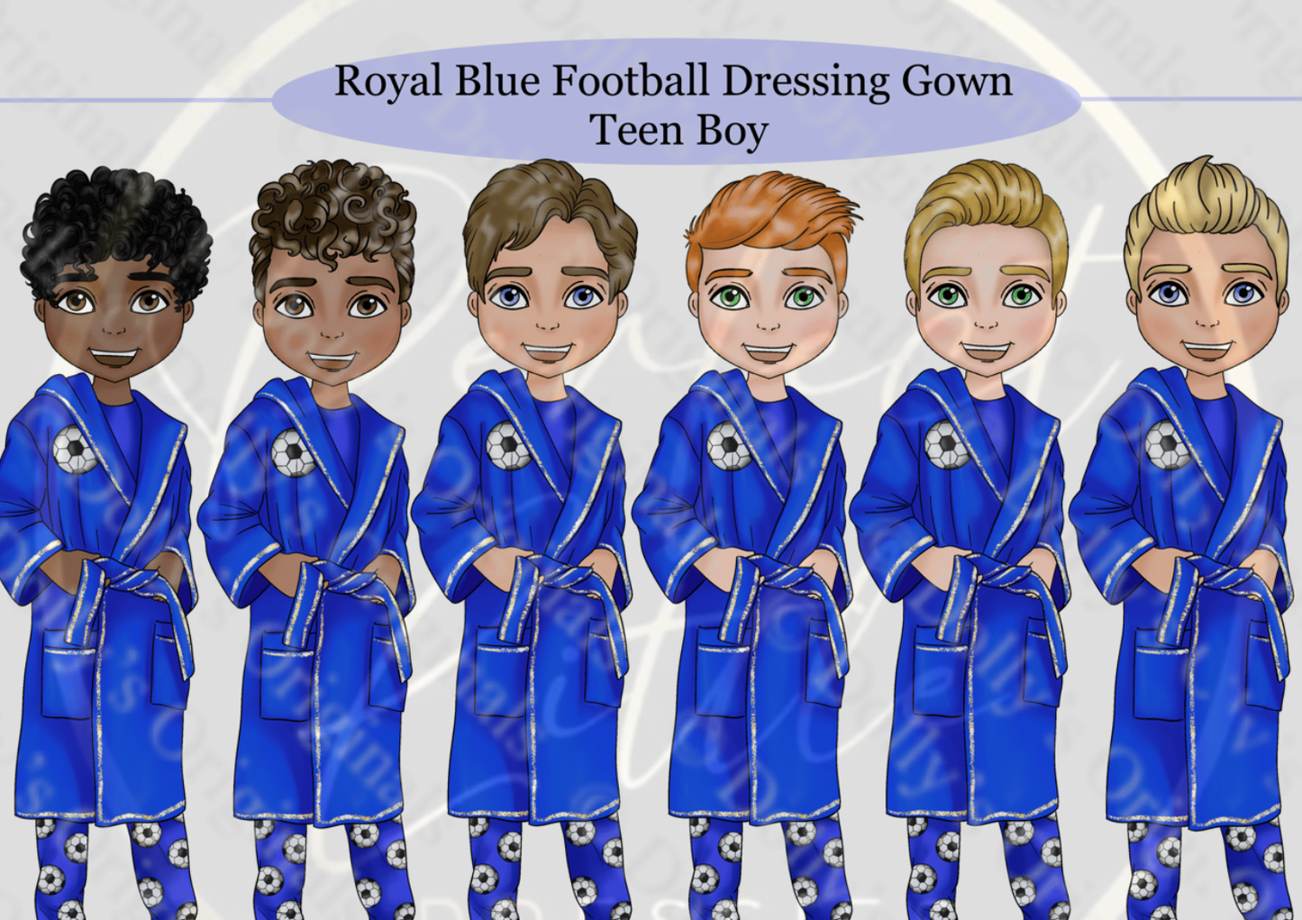DESIGN A DOLLY - Royal Blue Football Dressing Gown Teen Boy