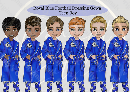 DESIGN A DOLLY - Royal Blue Football Dressing Gown Teen Boy