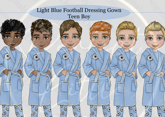 DESIGN A DOLLY - Light Blue Football Dressing Gown Teen Boy
