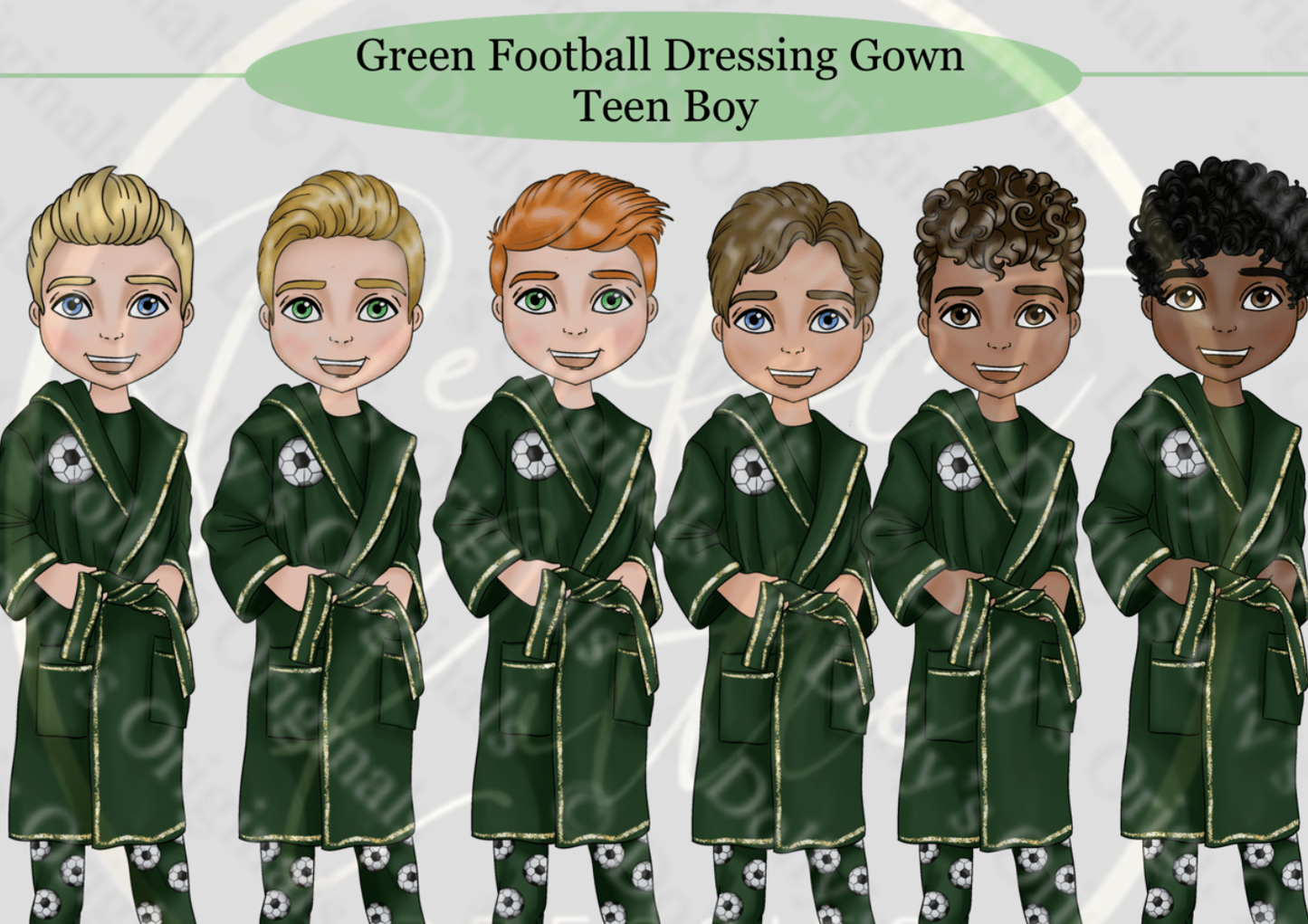 DESIGN A DOLLY - Green Football Dressing Gown Teen Boy