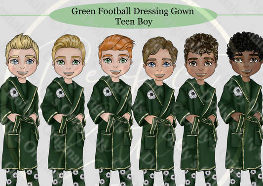 DESIGN A DOLLY - Green Football Dressing Gown Teen Boy