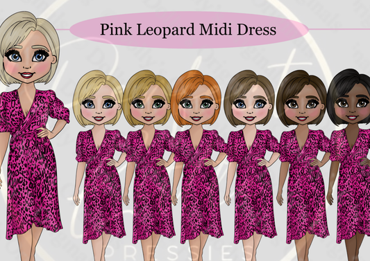 DESIGN A DOLLY - Pink Leopard Midi Dress