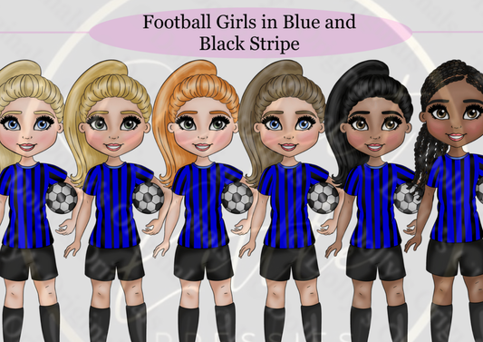 DESIGN A DOLLY - Football Girls Blue And Black Stripe