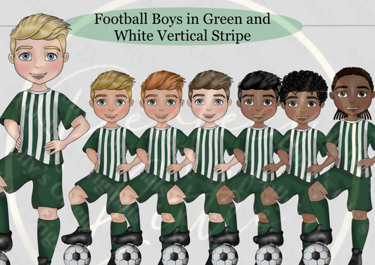 DESIGN A DOLLY - Football Boys Green And White Vertical Stripe