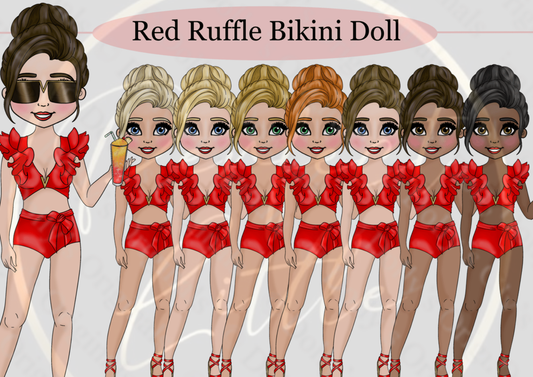 DESIGN A DOLLY - Red Ruffle Bikini
