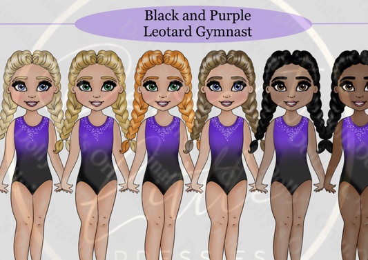 DESIGN A DOLLY - Black And Purple Leotard Gymnast