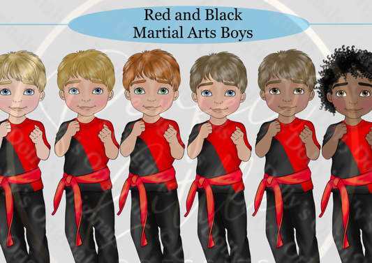 DESIGN A DOLLY - Red And Black Martial Arts Boys