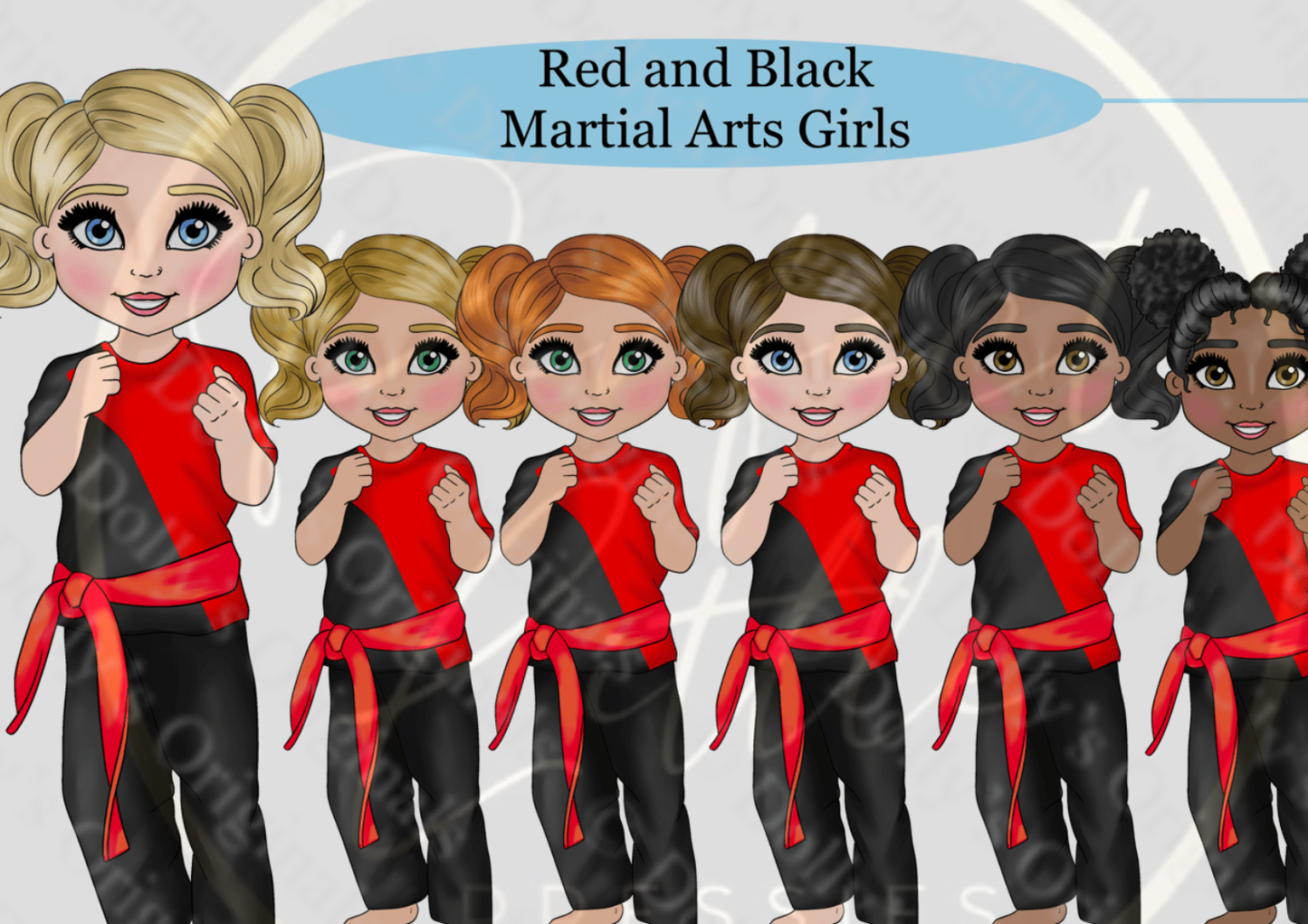 DESIGN A DOLLY - Red And Black Martial Arts Girls