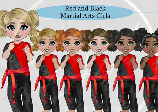 DESIGN A DOLLY - Red And Black Martial Arts Girls