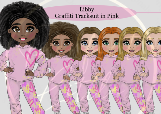 DESIGN A DOLLY - Libby Graffiti Tracksuit Pink