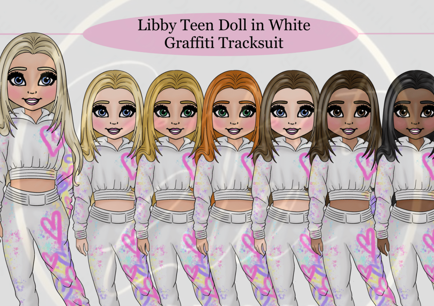 DESIGN A DOLLY - Libby Teen Graffiti Tracksuit White