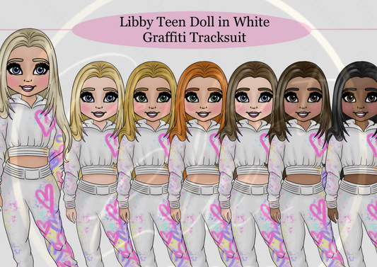 DESIGN A DOLLY - Libby Teen Graffiti Tracksuit White