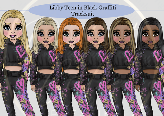 DESIGN A DOLLY - Libby Teen Graffiti Tracksuit Black