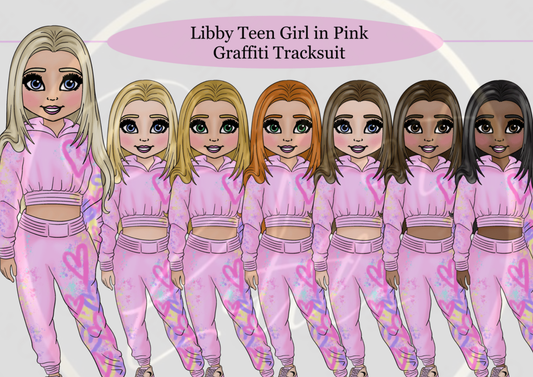 DESIGN A DOLLY - Libby Teen Graffiti Tracksuit Pink