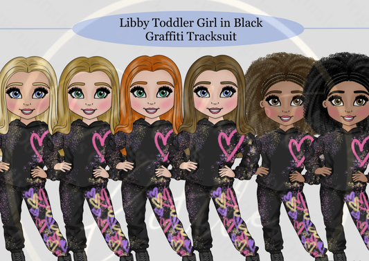 DESIGN A DOLLY - Libby Toddler Graffiti Tracksuit Black