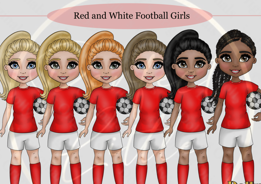 DESIGN A DOLLY - Red And White Football Girls