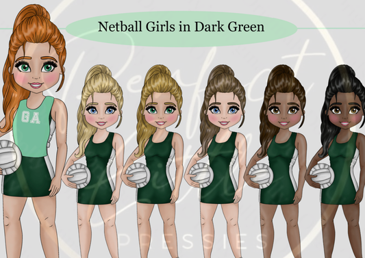 DESIGN A DOLLY - Netball Girls Dark Green