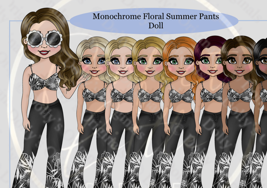 DESIGN A DOLLY - Monochrome Floral Summer Pants