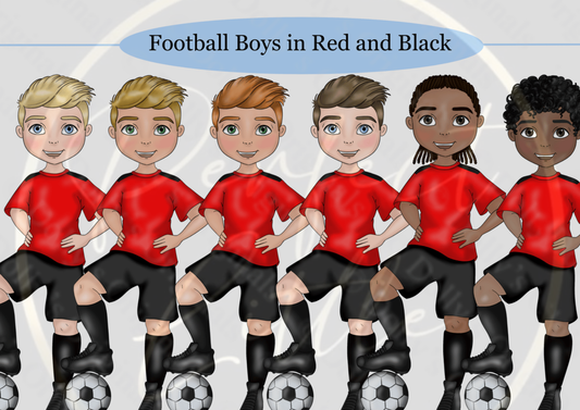 DESIGN A DOLLY - Football Boys In Red And Black