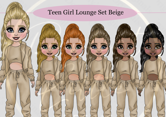 DESIGN A DOLLY - Teen Girl Lounge Set Beige