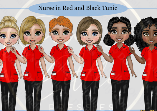 DESIGN A DOLLY - Nurse In Red And Black Tunic