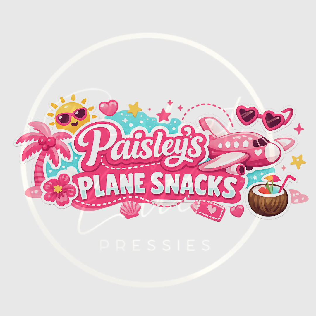 CUSTOM ADHESIVE DECAL - Pink Plane Snacks