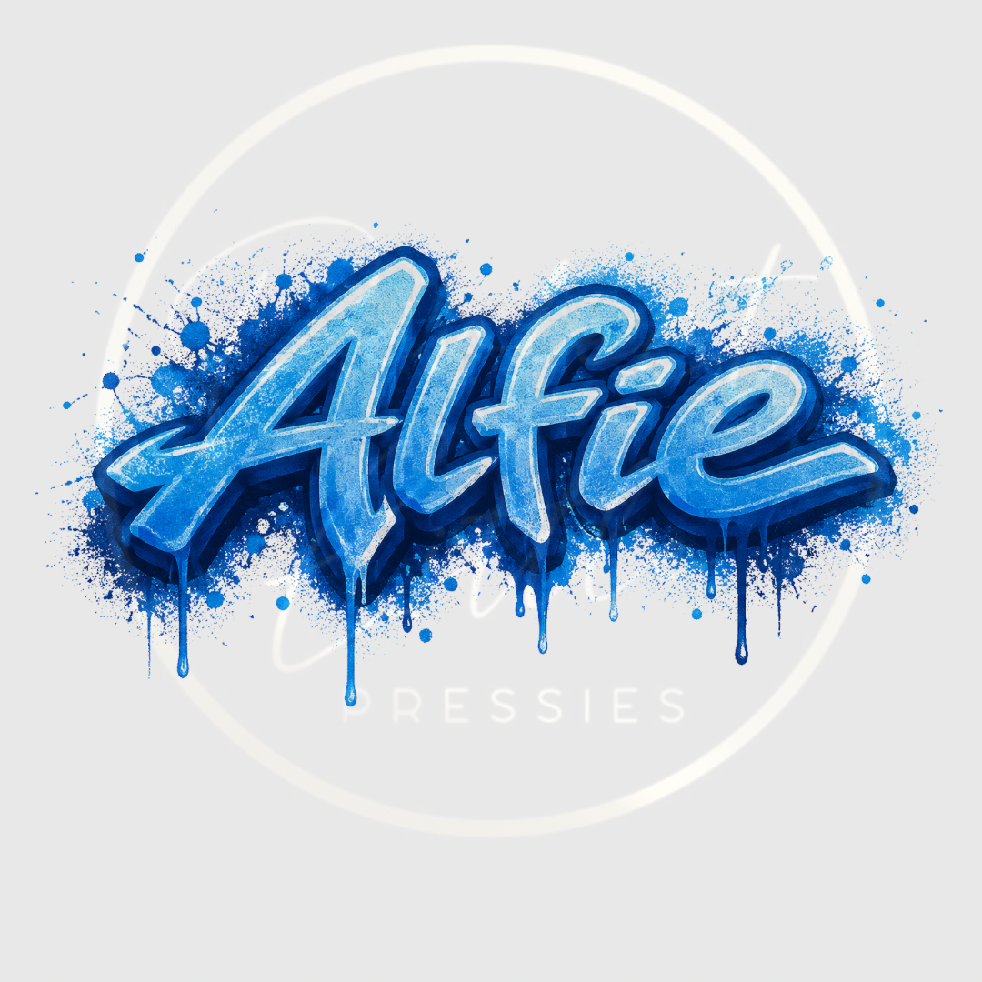 CUSTOM ADHESIVE DECAL - Blue Graffiti Name