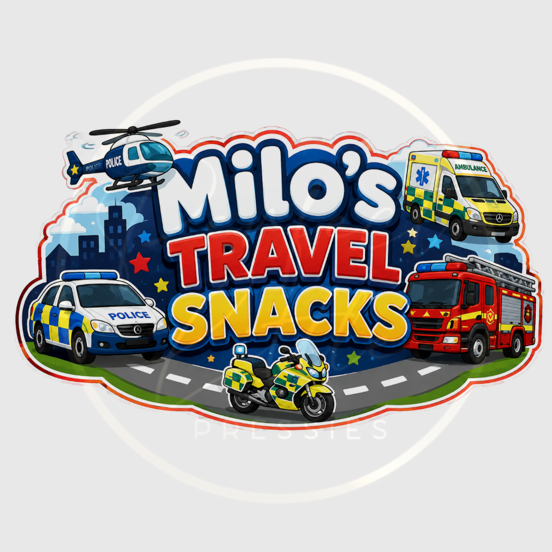 CUSTOM ADHESIVE DECAL - Emergency Services Travel Snacks