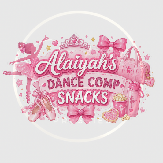 CUSTOM ADHESIVE DECAL - Pink Dance Comp Snacks