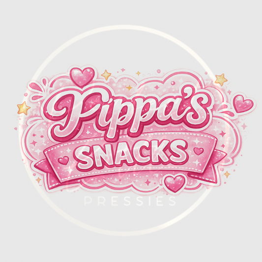 CUSTOM ADHESIVE DECAL - Pink Cartoon Name Snacks