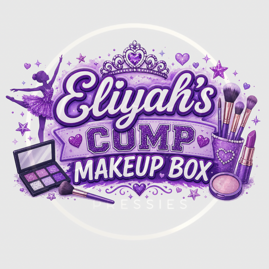 CUSTOM ADHESIVE DECAL - Purple Comp Makeup Box