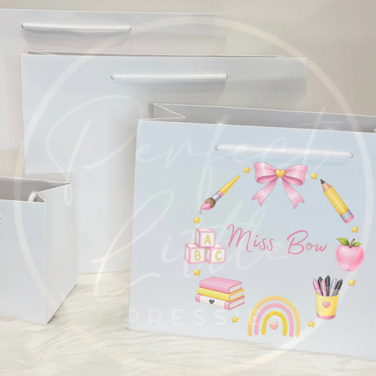 Paper Gift Bag - Pink Teacher Wreath