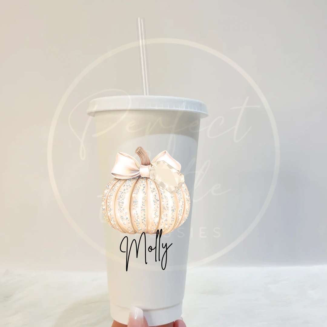 Halloween Cold Cup Glitter Pumpkin Designs 24oz