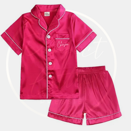 Kids Satin Pyjamas - Short Sleeved