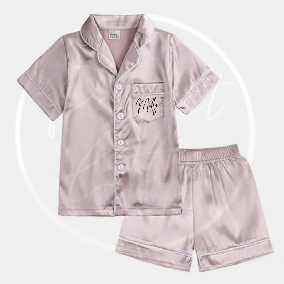 Kids Satin Pyjamas - Short Sleeved