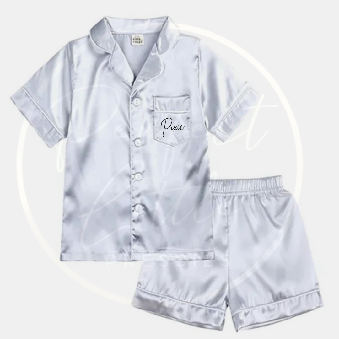 Kids Satin Pyjamas - Short Sleeved