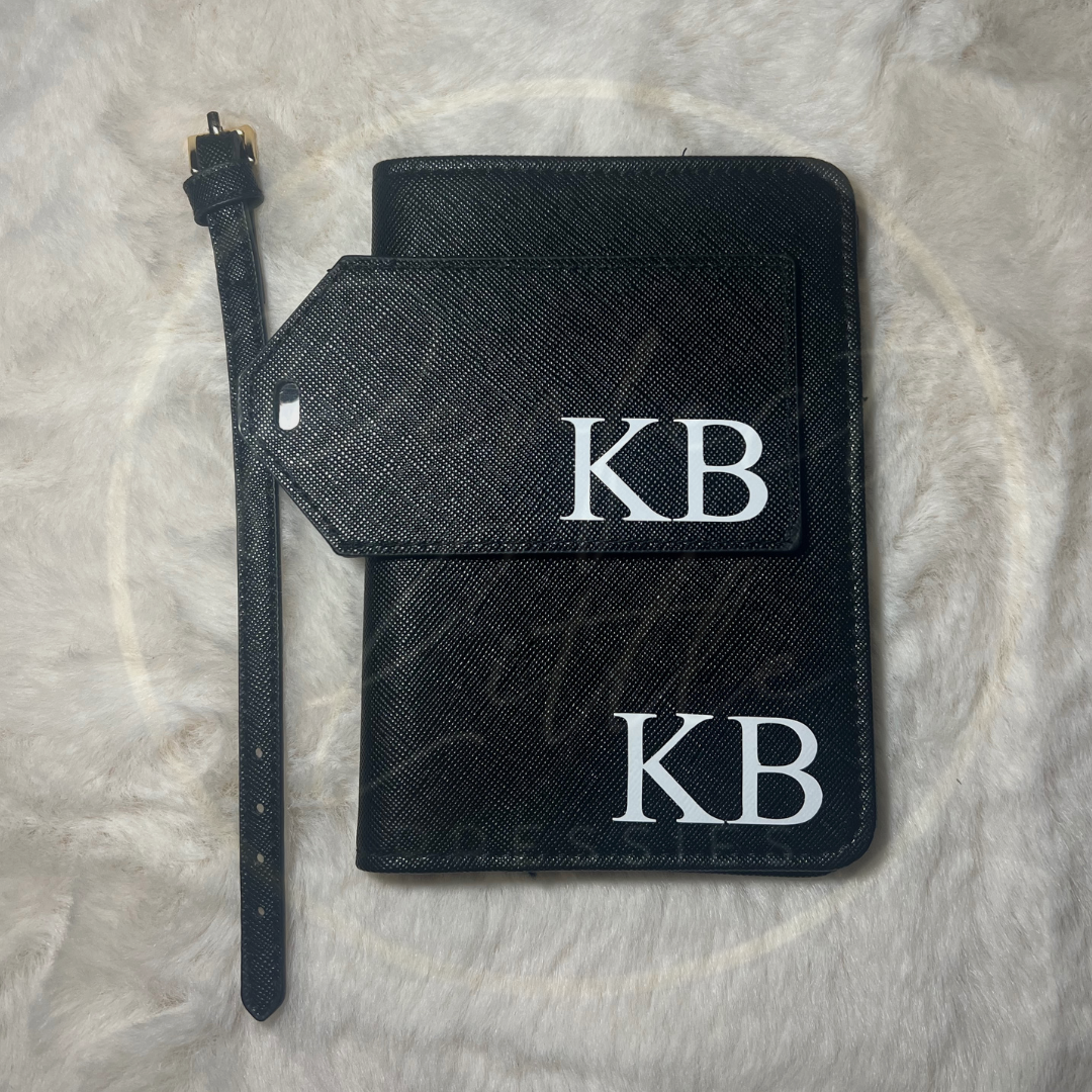 Passport Cover and Luggage Tag Set - Plain Small Initials