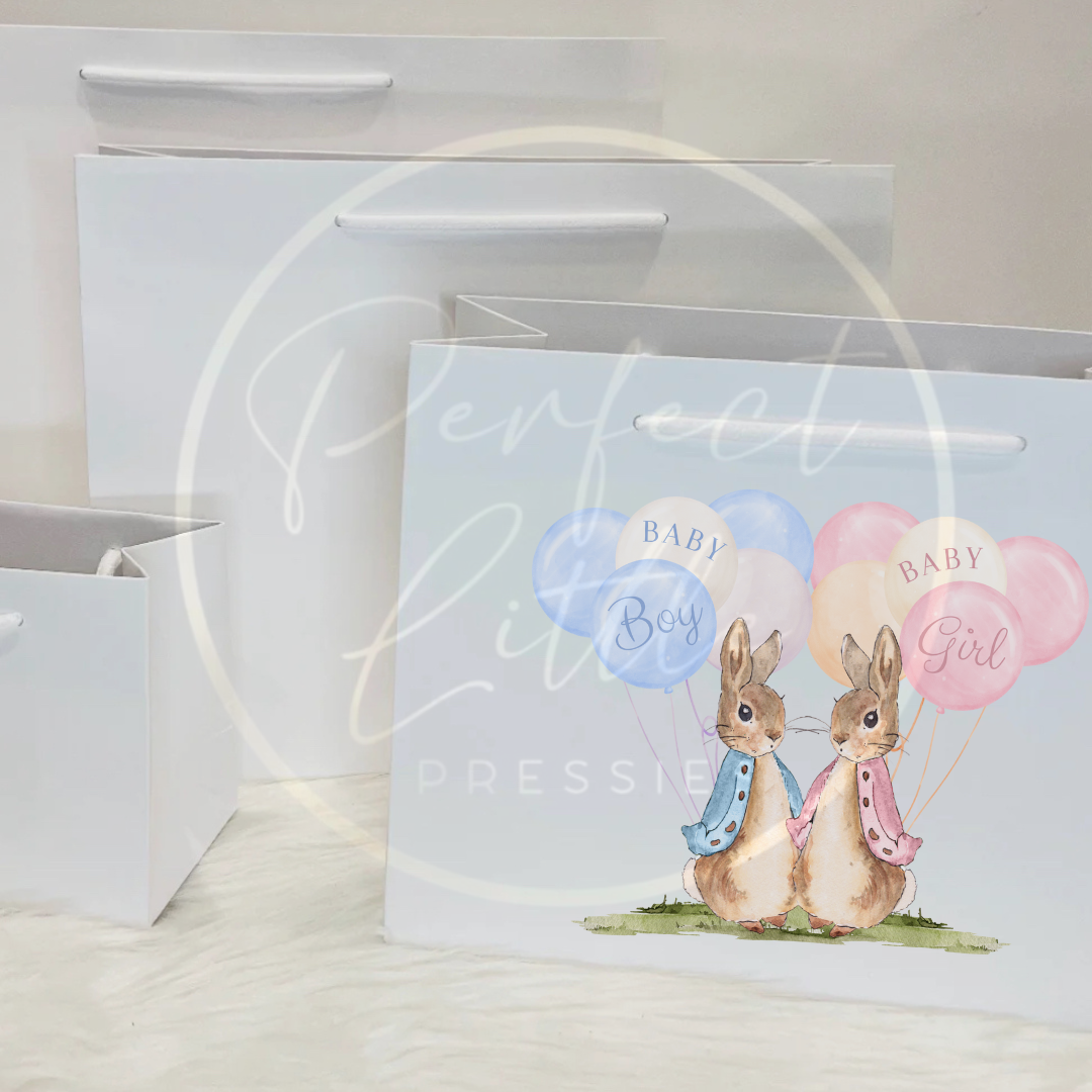 Gift Bag - Gender Reveal Rabbits