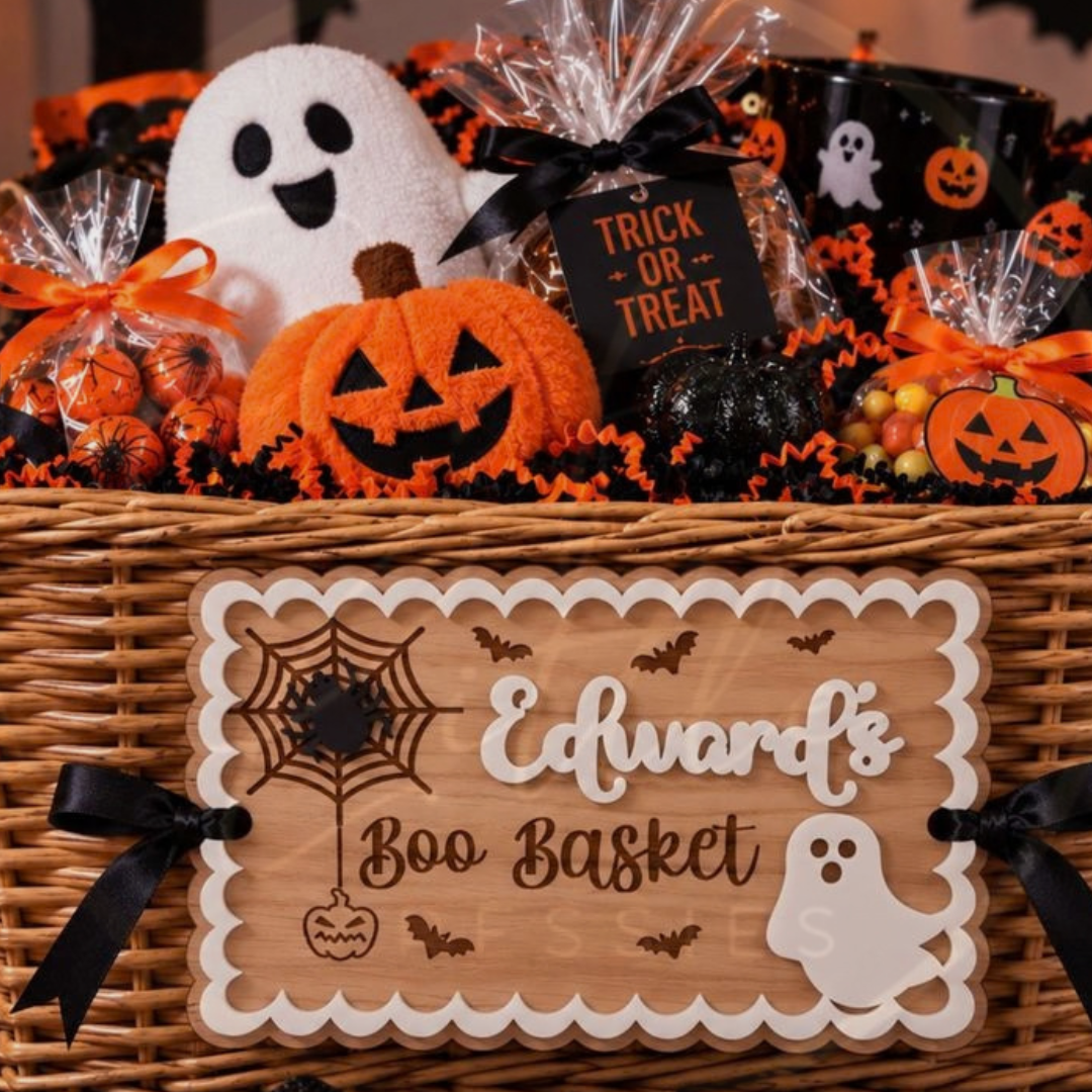 Halloween - Ghost Boo Basket Plaque
