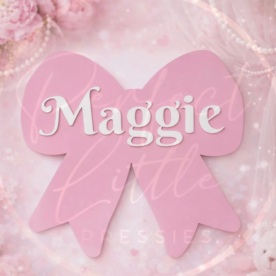 Acrylic Sign - Pink Bow Door Sign 20cm