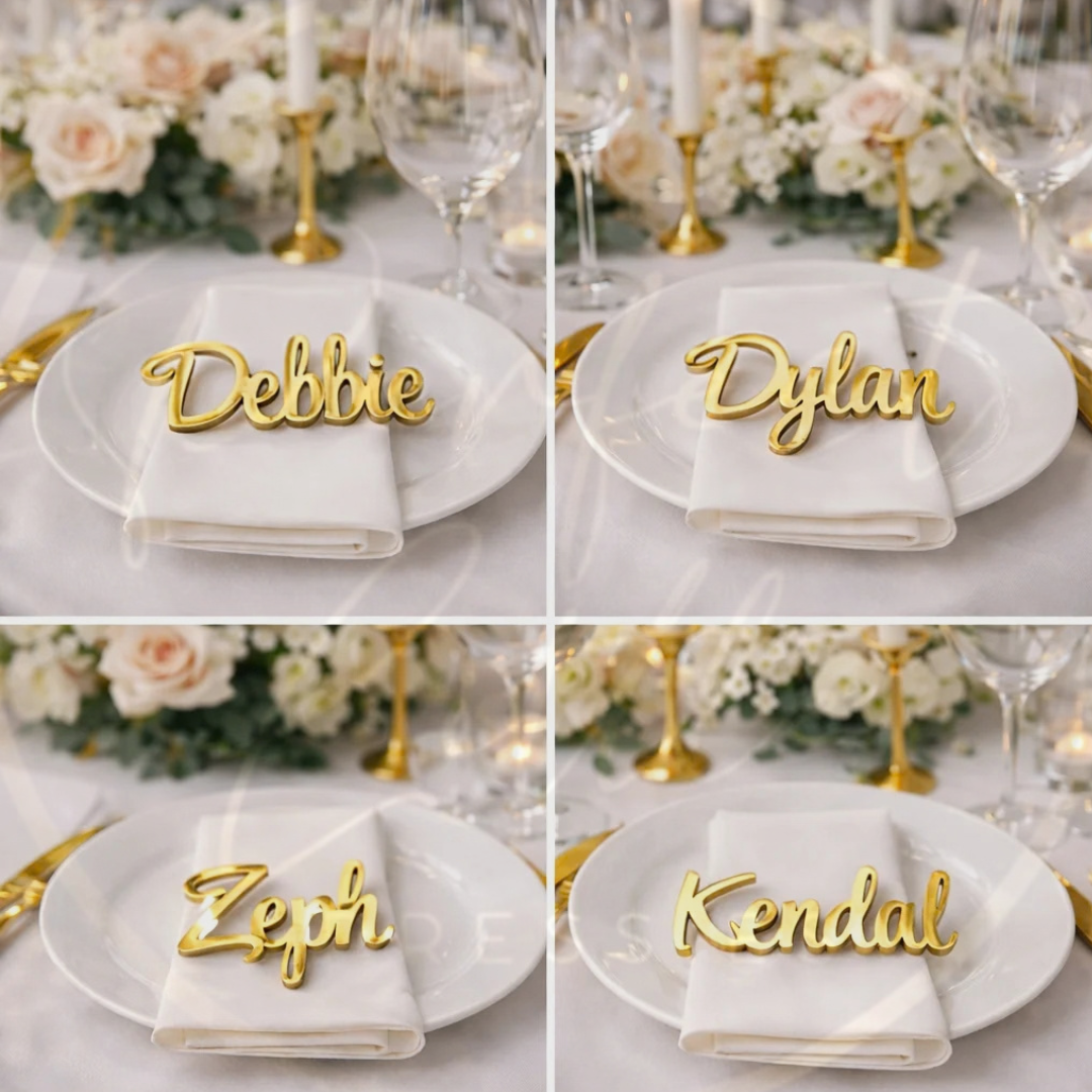 Wedding - Gold Acrylic Name Place Setting