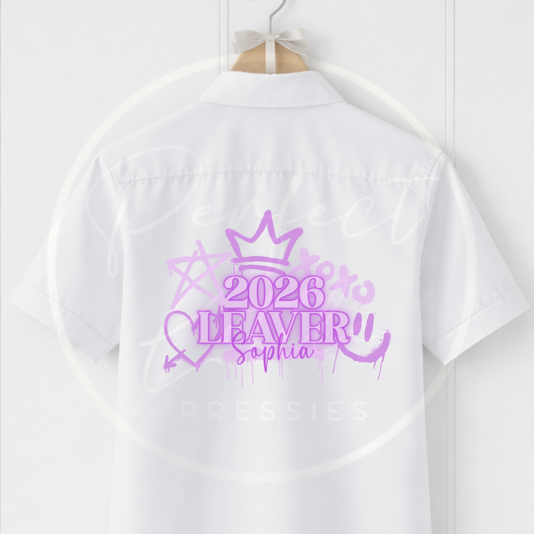 School Leaver Shirt - Purple Graffiti