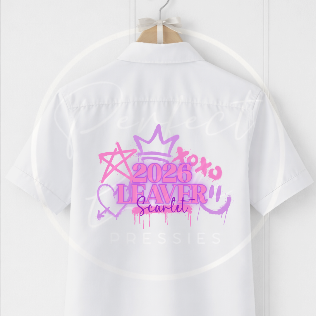 School Leaver Shirt - Pink/Purple Graffiti